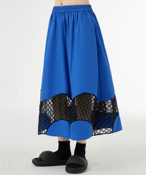 Curved Mesh Panel Flare Skirt